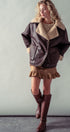 Oversized Faux Shearling Aviator Jacket in Brown - Women's Jackets & Blazers | Urban Daizy