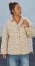 Floral Quilted Button-Down Cotton Shacket in Taupe	 - Women's Jackets & Outerwear | Urban Daizy