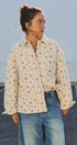 Floral Quilted Button-Down Cotton Shacket in Taupe	 - Women's Jackets & Outerwear | Urban Daizy