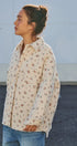 Floral Quilted Button-Down Cotton Shacket in Taupe	 - Women's Jackets & Outerwear | Urban Daizy