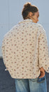 Floral Quilted Button-Down Cotton Shacket in Taupe	 - Women's Jackets & Outerwear | Urban Daizy