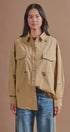 Floral Embroidered Cotton Shirt Jacket in Taupe	 - Women's Jackets & Outerwear | Urban Daizy