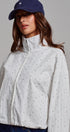Floral Print Cotton Zip Pullover Jacket in White - Women's Jackets & Outerwear | Urban Daizy