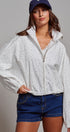 Floral Print Cotton Zip Pullover Jacket in White - Women's Jackets & Outerwear | Urban Daizy