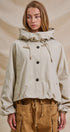 Cropped Hooded Utility Jacket with Button Front in Khaki - Women's Jackets & Outerwear | Urban Daizy