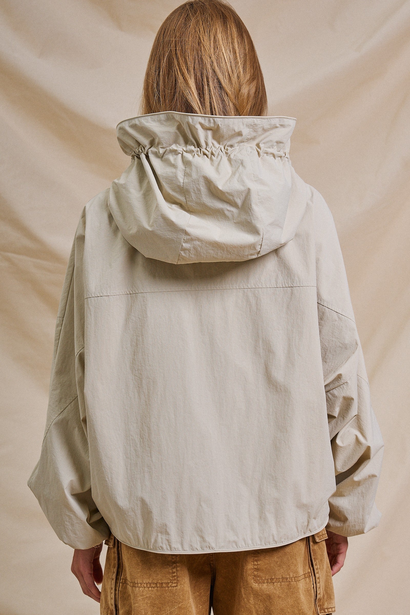 Cropped Hooded Utility Jacket with Button Front in Khaki - Women's Jackets & Outerwear | Urban Daizy