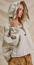 Cropped Hooded Utility Jacket with Button Front in Khaki - Women's Jackets & Outerwear | Urban Daizy