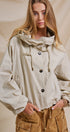 Cropped Hooded Utility Jacket with Button Front in Khaki - Women's Jackets & Outerwear | Urban Daizy