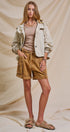 Cropped Hooded Utility Jacket with Button Front in Khaki - Women's Jackets & Outerwear | Urban Daizy
