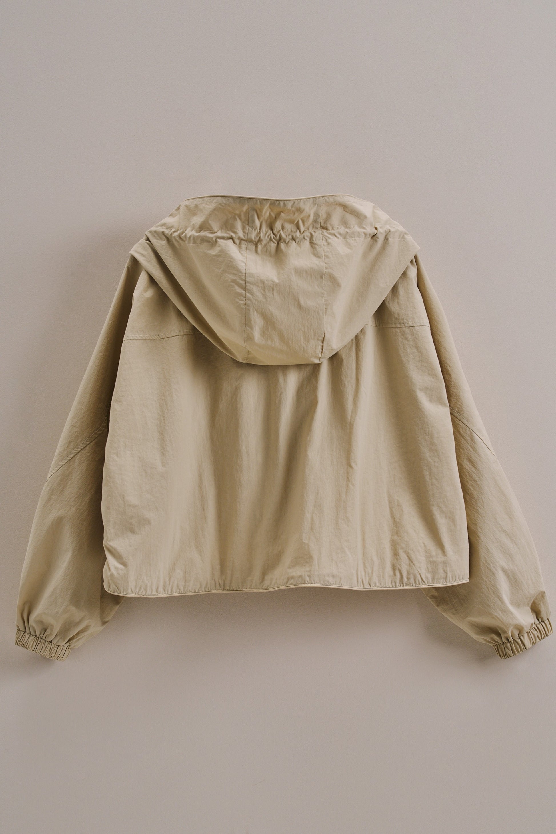 Cropped Hooded Utility Jacket with Button Front in Khaki - Women's Jackets & Outerwear | Urban Daizy