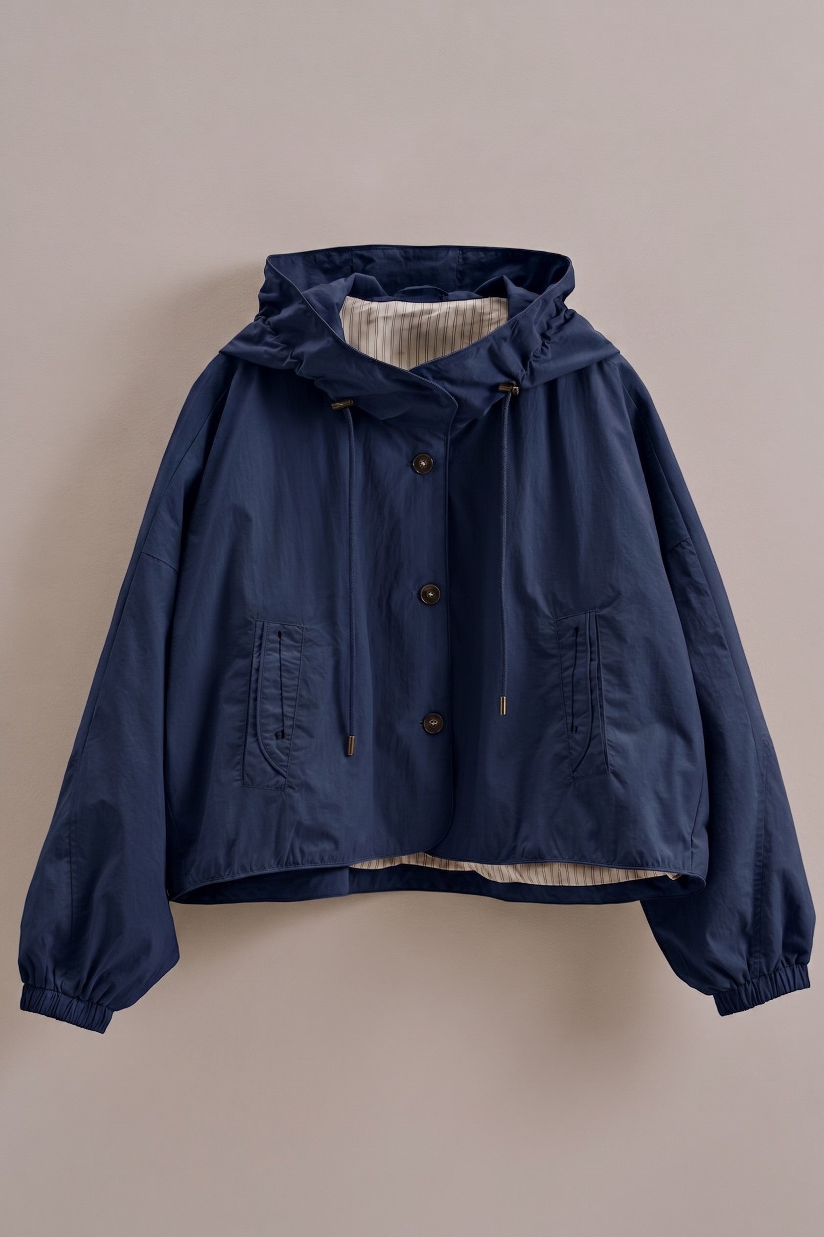 Cropped Hooded Utility Jacket with Button Front in Nany - Women's Jackets & Outerwear | Urban Daizy