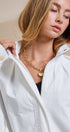 Eyelet Trim Drawstring Zip-Up Jacket in White - Women's Jackets & Outerwear | Urban Daizy