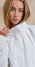 Eyelet Trim Drawstring Zip-Up Jacket in White - Women's Jackets & Outerwear | Urban Daizy