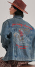 Embroidered Western Cowgirl Denim Trucker Jacket in Denim - Women's Jackets & Blazers | Urban Daizy