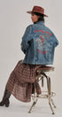 Embroidered Western Cowgirl Denim Trucker Jacket in Denim - Women's Jackets & Blazers | Urban Daizy