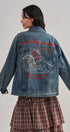 Embroidered Western Cowgirl Denim Trucker Jacket in Denim - Women's Jackets & Blazers | Urban Daizy