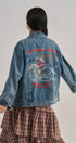 Embroidered Western Cowgirl Denim Trucker Jacket in Denim - Women's Jackets & Blazers | Urban Daizy