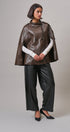 Boulevard Faux Leather Cape Jacket in Brown - Women's Capes & Ponchos | Urban Daizy