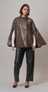 Boulevard Faux Leather Cape Jacket in Brown - Women's Capes & Ponchos | Urban Daizy