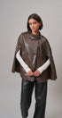 Boulevard Faux Leather Cape Jacket in Brown - Women's Capes & Ponchos | Urban Daizy
