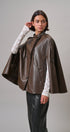 Boulevard Faux Leather Cape Jacket in Brown - Women's Capes & Ponchos | Urban Daizy