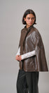 Boulevard Faux Leather Cape Jacket in Brown - Women's Capes & Ponchos | Urban Daizy