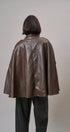 Boulevard Faux Leather Cape Jacket in Brown - Women's Capes & Ponchos | Urban Daizy