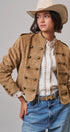Napoleon Double-Breasted Faux Suede Jacket in Camel - Women's Jackets & Blazers | Urban Daizy