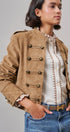 Napoleon Double-Breasted Faux Suede Jacket in Camel - Women's Jackets & Blazers | Urban Daizy