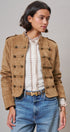 Napoleon Double-Breasted Faux Suede Jacket in Camel - Women's Jackets & Blazers | Urban Daizy