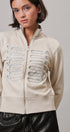 Military Band Glitter Trim Zip-Up Sweatshirt Jacket in Khaki - Women's Jackets & Blazers | Urban Daizy