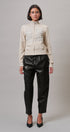 Military Band Glitter Trim Zip-Up Sweatshirt Jacket in Khaki - Women's Jackets & Blazers | Urban Daizy