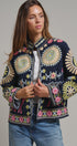 Suzani Embroidered Corduroy Jacket in Navy - Women's Jackets & Blazers | Urban Daizy
