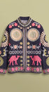 Suzani Embroidered Corduroy Jacket in Navy - Women's Jackets & Blazers | Urban Daizy