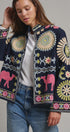 Suzani Embroidered Corduroy Jacket in Navy - Women's Jackets & Blazers | Urban Daizy