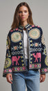 Suzani Embroidered Corduroy Jacket in Navy - Women's Jackets & Blazers | Urban Daizy