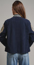 Suzani Embroidered Corduroy Jacket in Navy - Women's Jackets & Blazers | Urban Daizy