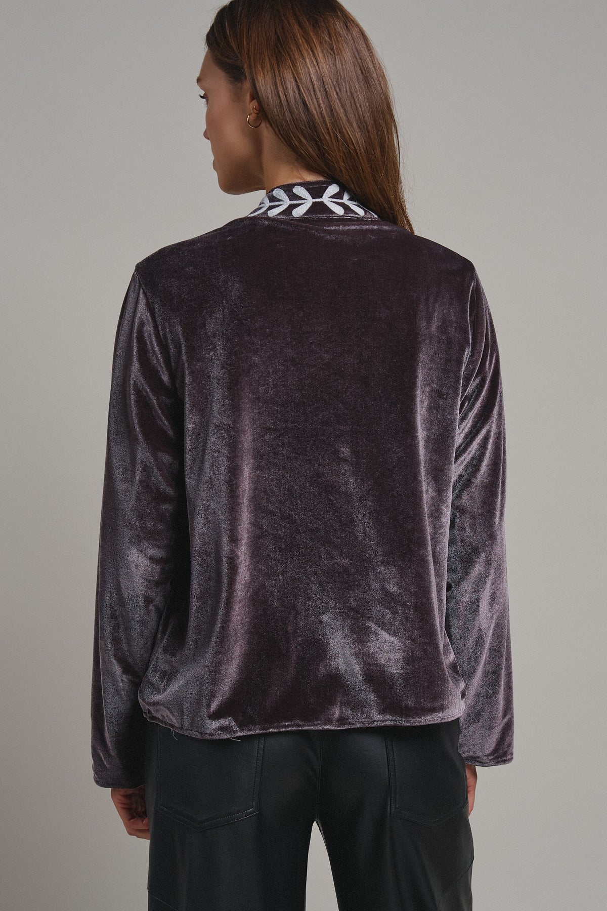 Heirloom Embroidered Velvet Jacket in Grey - Women's Jackets & Blazers | Urban Daizy
