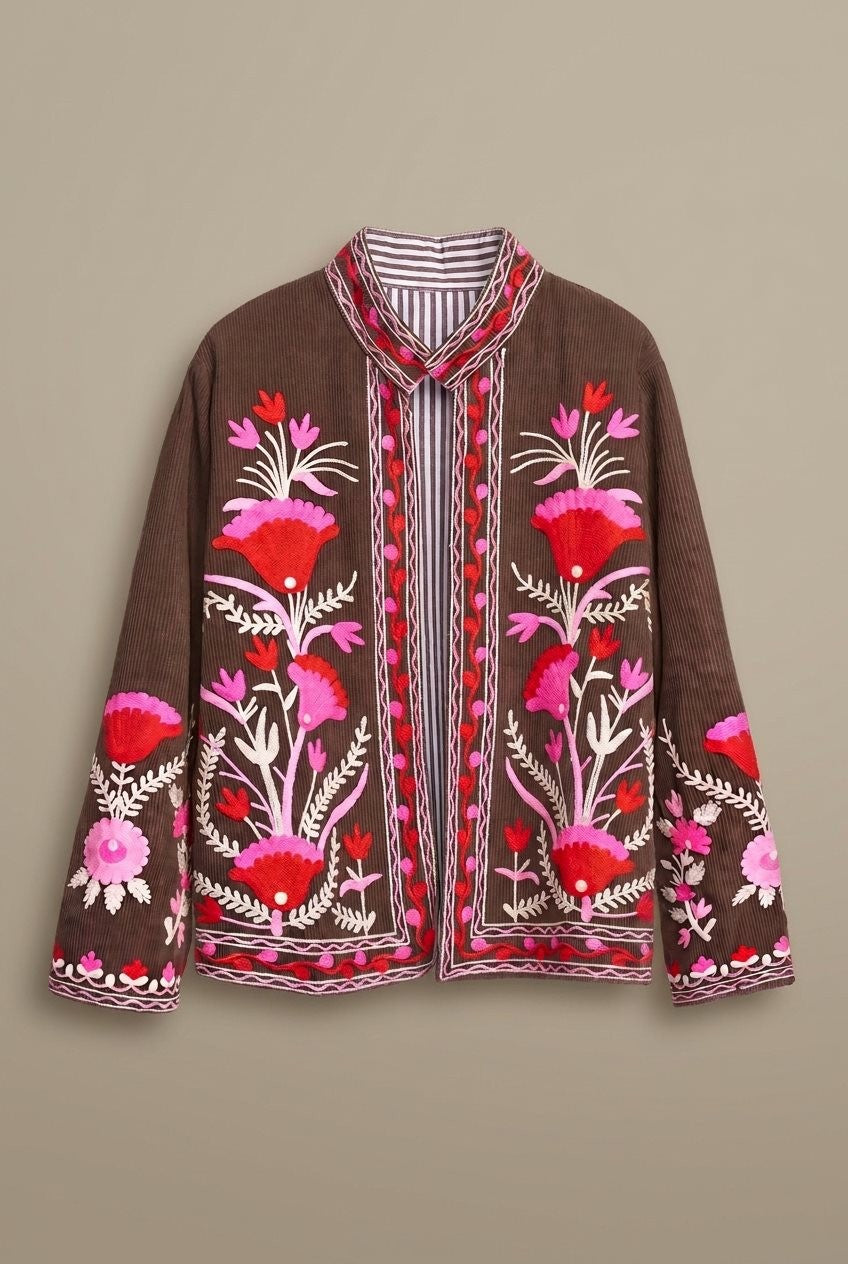 Folk Garden Corduroy Jacket in Brown - Women's Coats | Urban Daizy