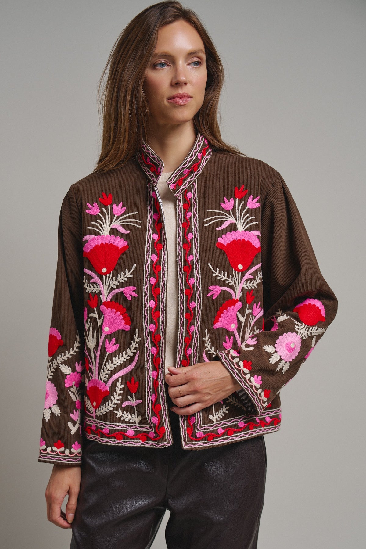 Folk Garden Corduroy Jacket in Brown - Women's Coats | Urban Daizy