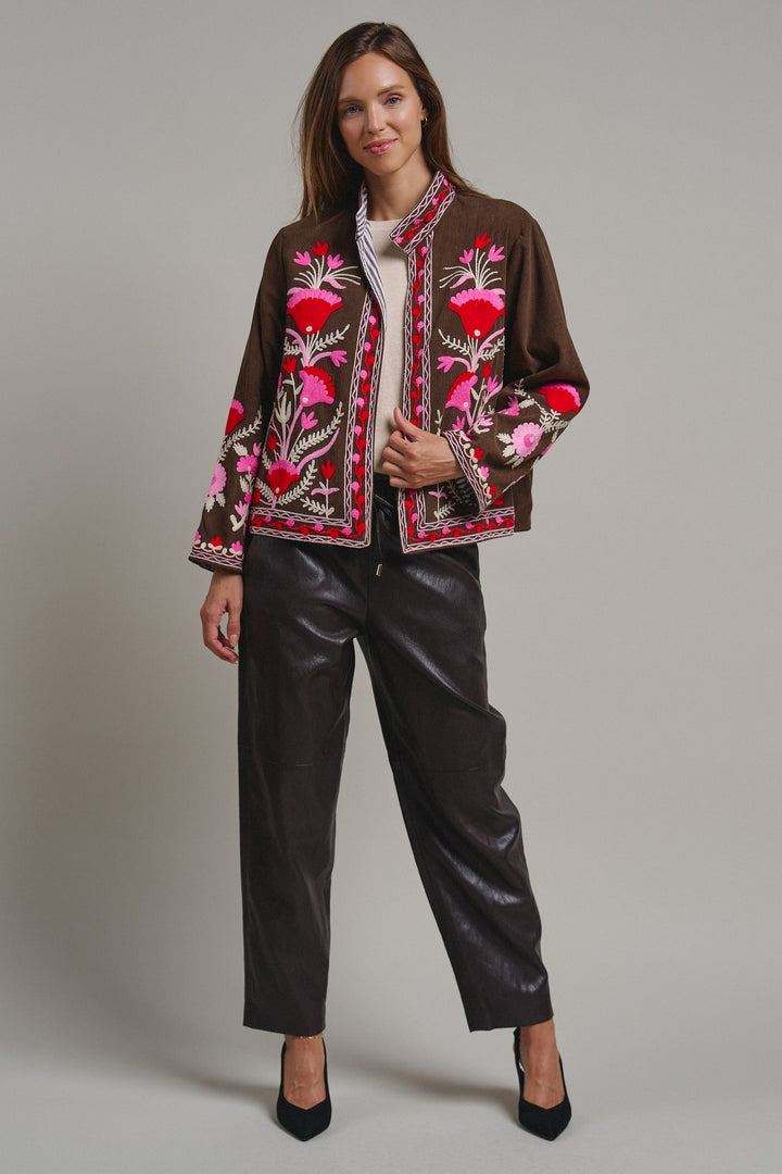 Folk Garden Corduroy Jacket in Brown - Women's Coats | Urban Daizy