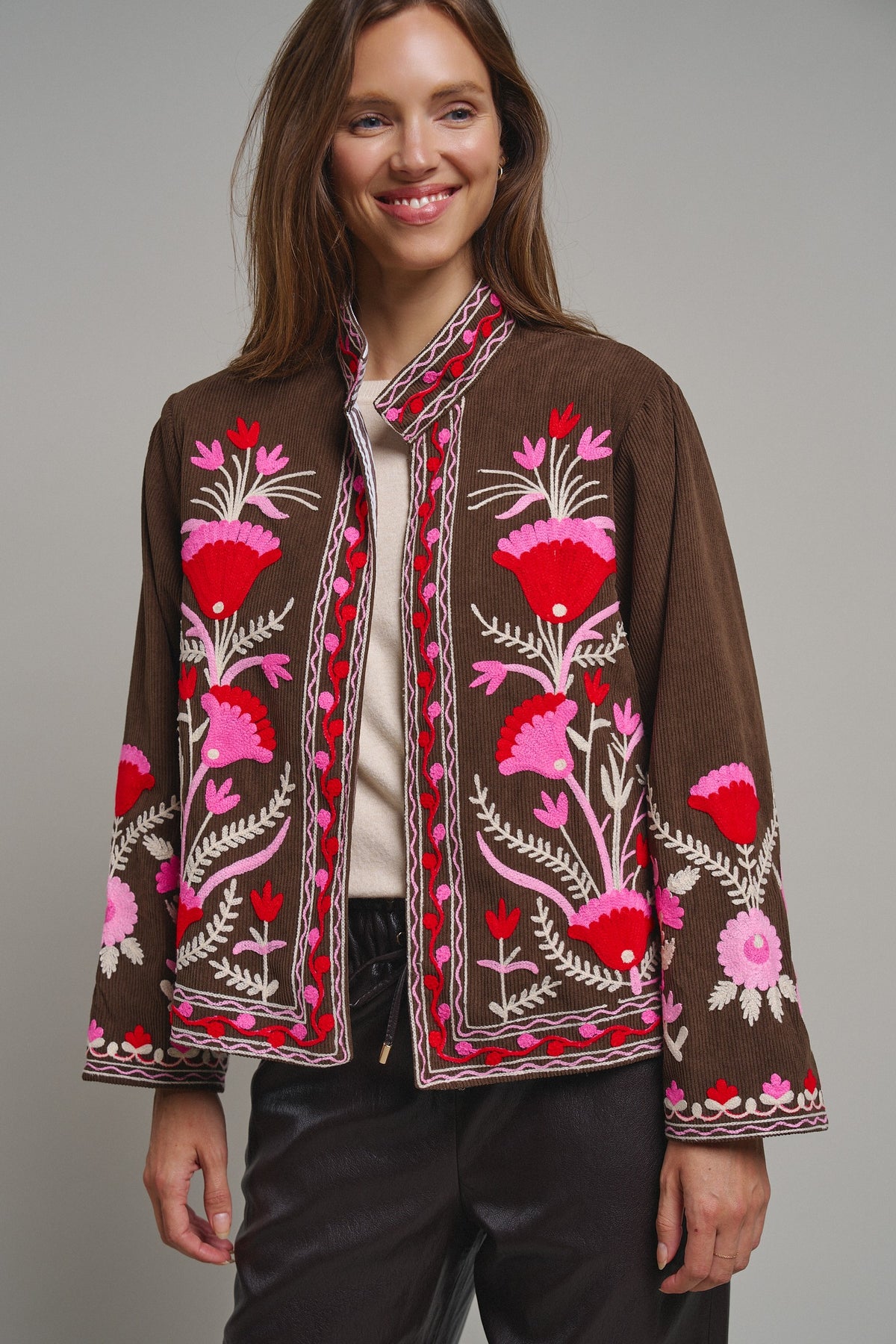 Folk Garden Corduroy Jacket in Brown - Women's Coats | Urban Daizy