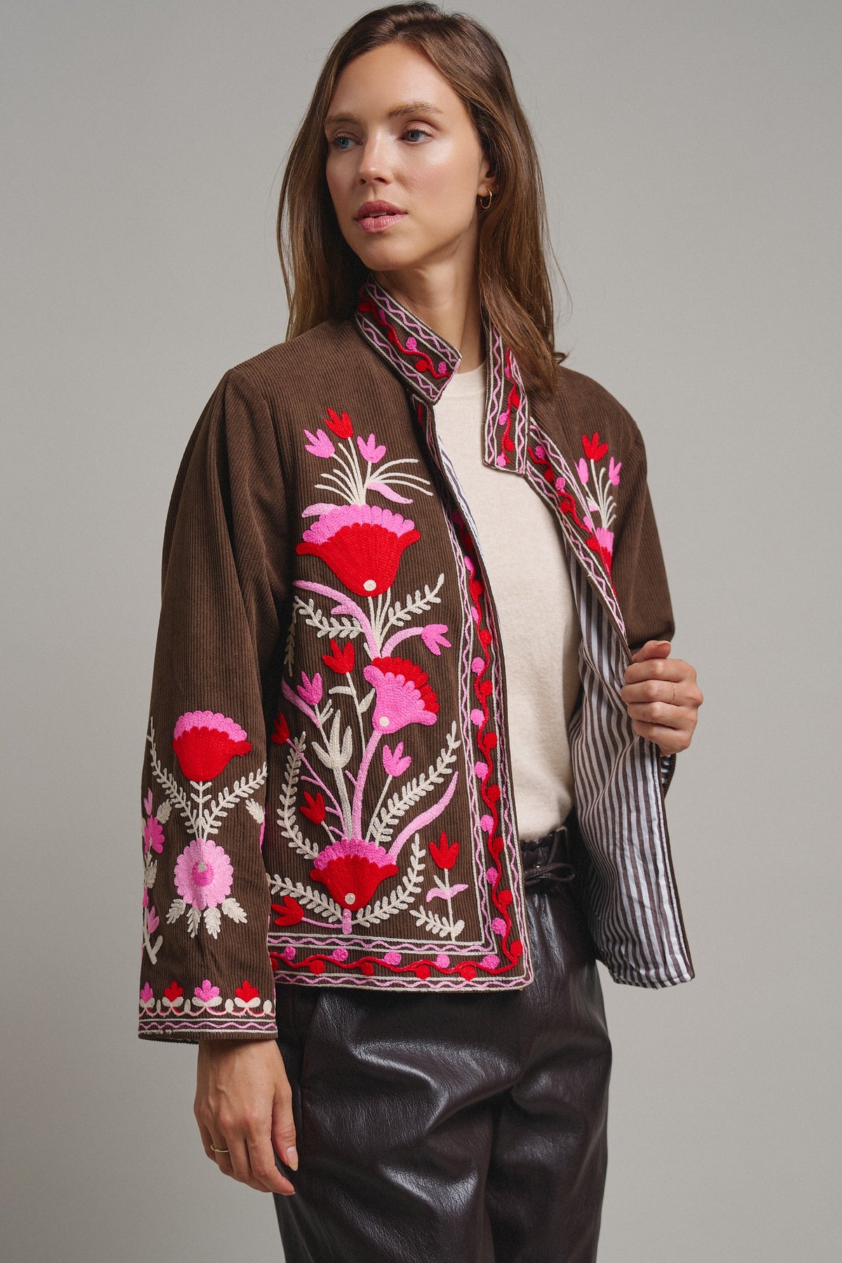 Folk Garden Corduroy Jacket in Brown - Women's Coats | Urban Daizy