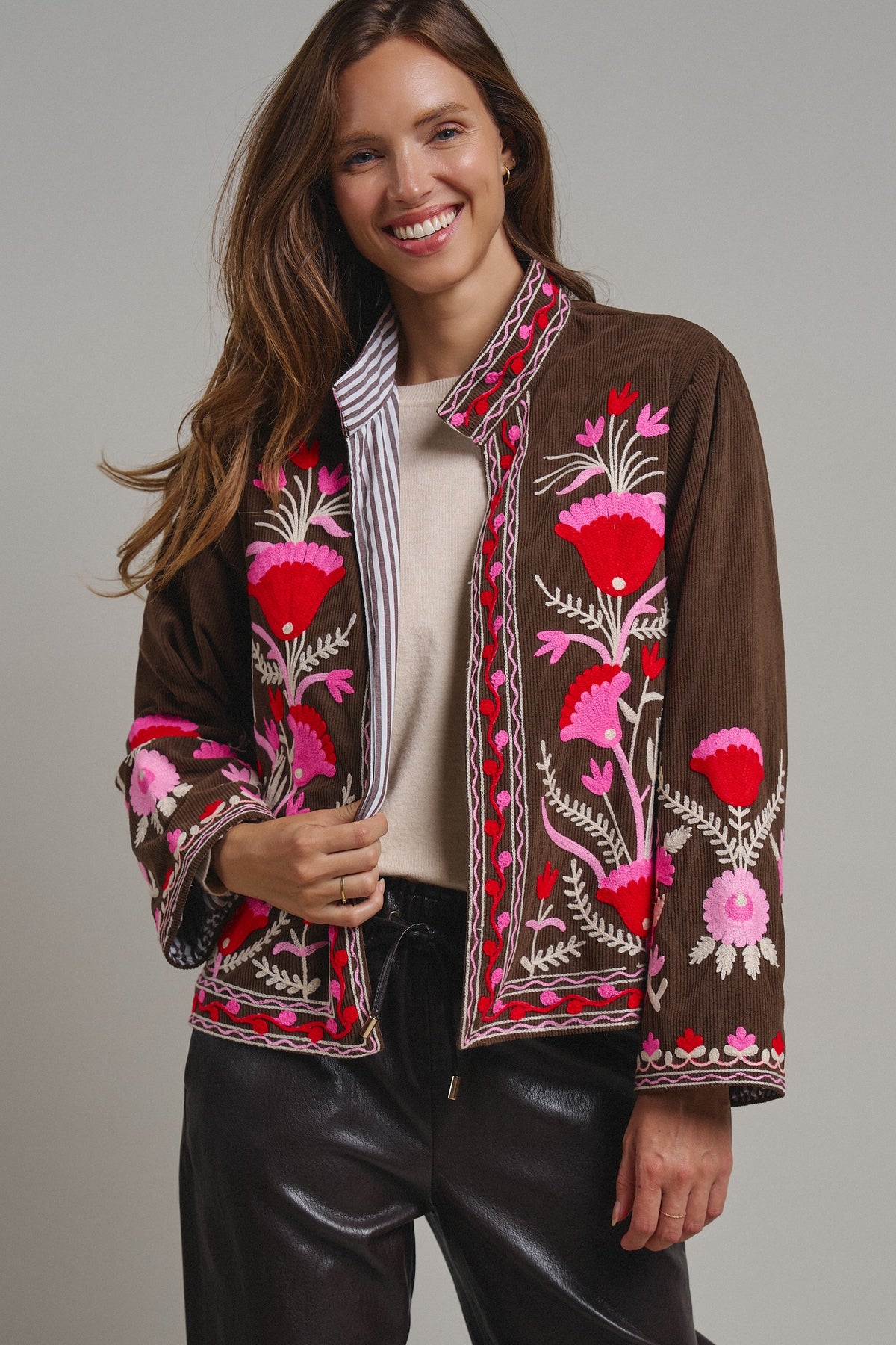 Folk Garden Corduroy Jacket in Brown - Women's Coats | Urban Daizy