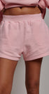 Cotton Blend Knit Lounge Shorts With Elastic Waistband in Pink Clay - Women's Pants | Urban Daizy