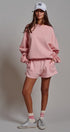 Cotton Blend Knit Lounge Shorts With Elastic Waistband in Pink Clay - Women's Pants | Urban Daizy