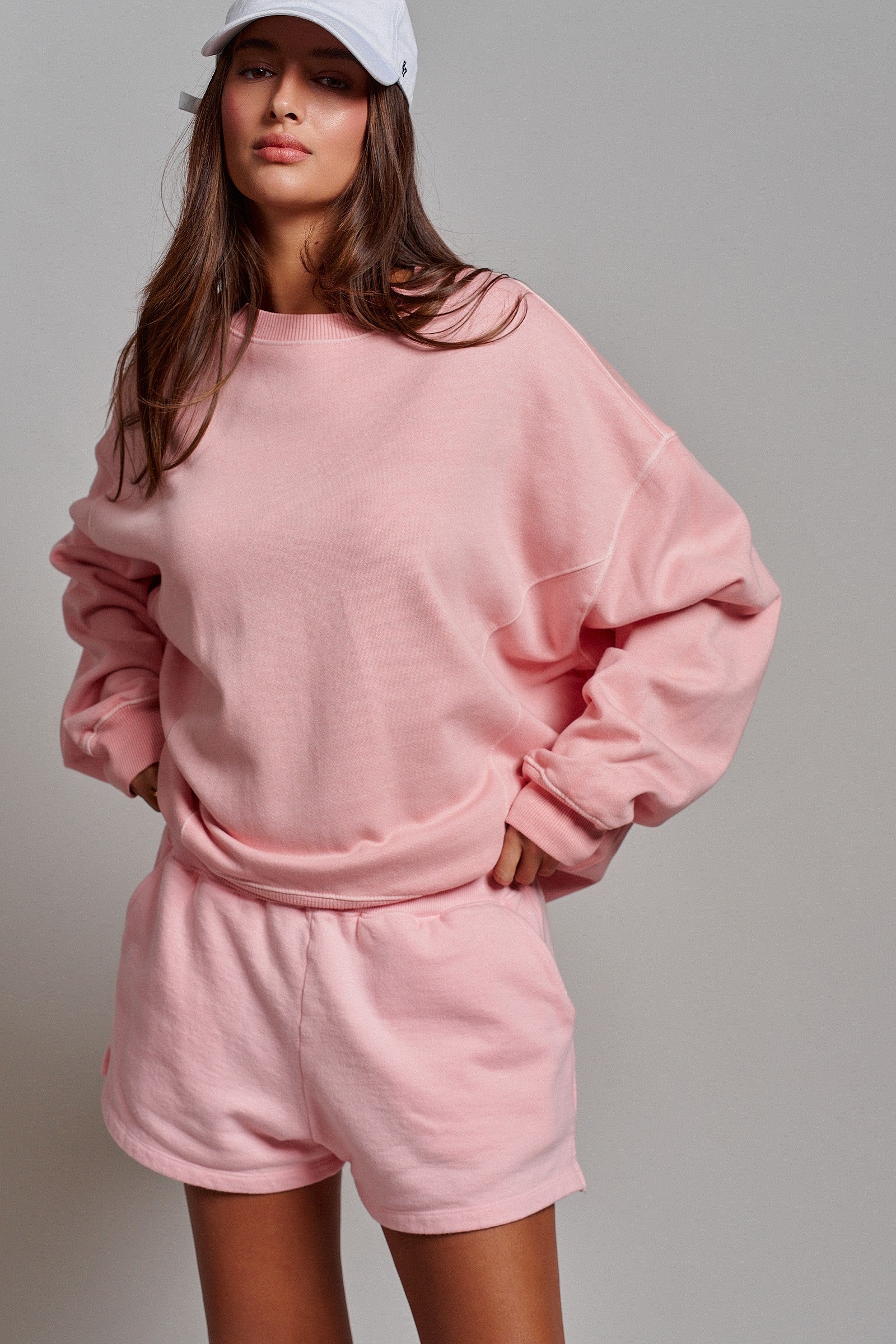 Cotton Blend Knit Lounge Shorts With Elastic Waistband in Pink Clay - Women's Pants | Urban Daizy
