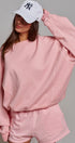 Cotton Blend Knit Lounge Shorts With Elastic Waistband in Pink Clay - Women's Pants | Urban Daizy