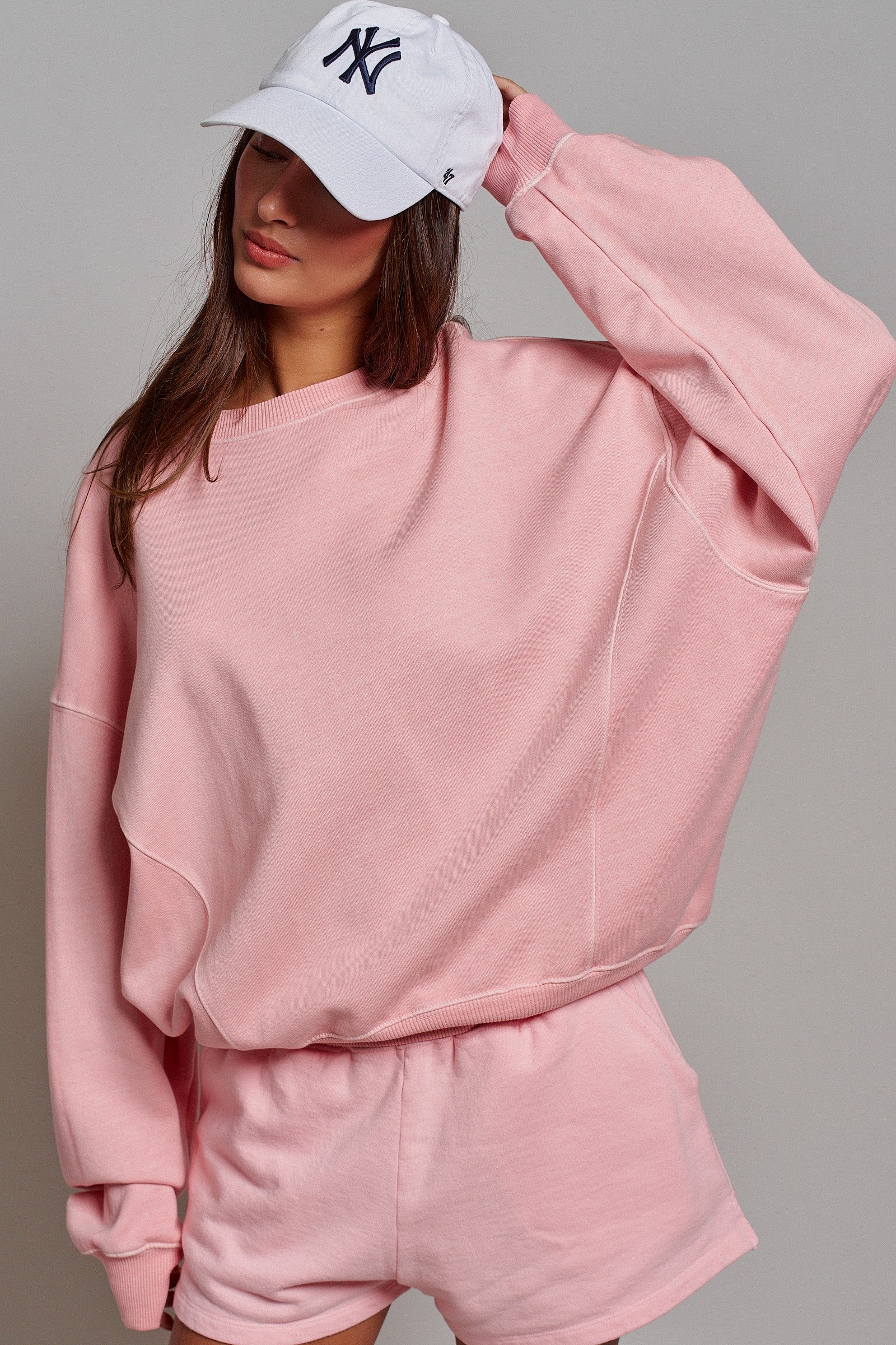 Cotton Blend Knit Lounge Shorts With Elastic Waistband in Pink Clay - Women's Pants | Urban Daizy