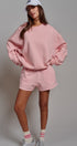 Cotton Blend Knit Lounge Shorts With Elastic Waistband in Pink Clay - Women's Pants | Urban Daizy